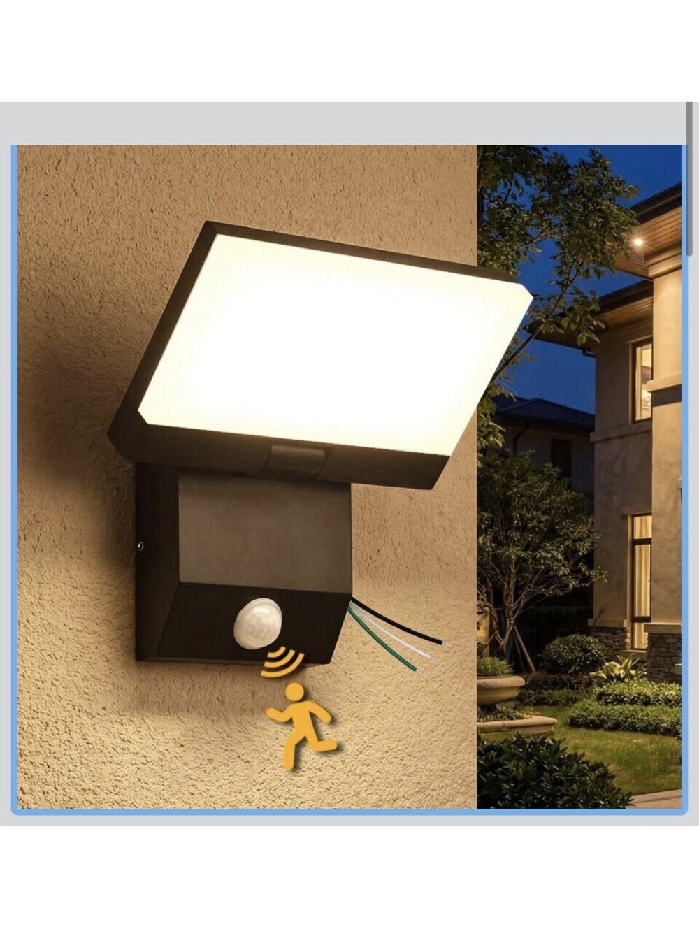 LED Motion Sensor Outdoor Wall Light Fixture 18W Matte Black